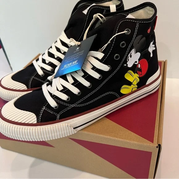 New Mickey Mouse Sneakers M 9.5 / 43 EUR / W 12 Canvas Disney MOA CONCEPT Hi-Top